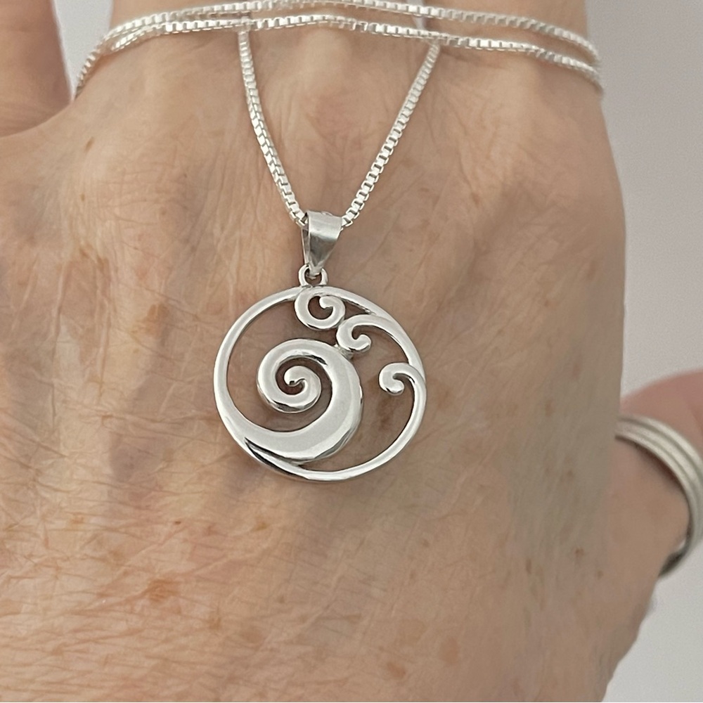 Sterling Silver Multiple Waves Necklace, Surfer J… - image 2